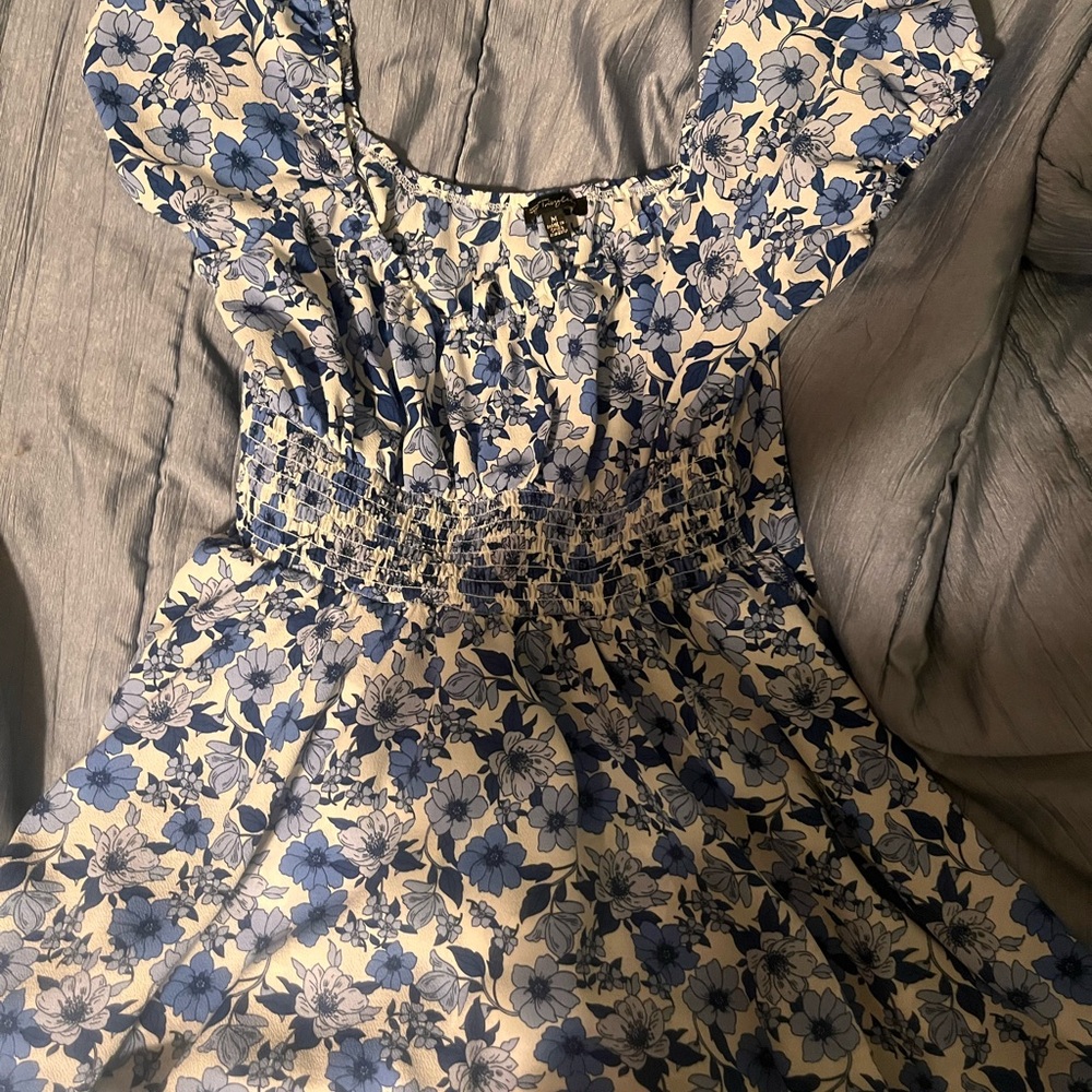 Floral Blue and White Dress